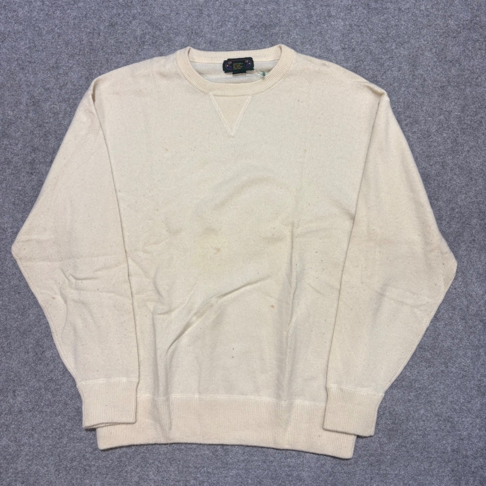 Charter Club Cashmere Sweater Mens Small Cream Off White Crew Neck Pullover